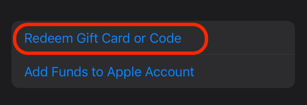 步骤3:选择兑换礼品卡或代码